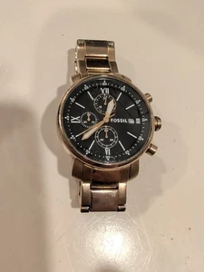 Reloj cronógrafo para hombre Fossil cara negra tono dorado acero inoxidable. Needs Batte - Imagen 1 de 1