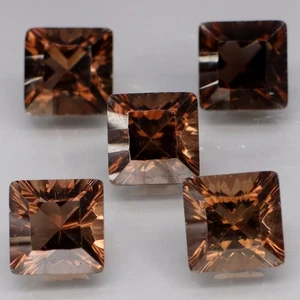 Square Concave Cut 8mm.100%Natural Smoky Quartz Brazil 5Pcs/12.26Ct. - Picture 1 of 6