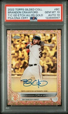 2022 Topps Gilded #BC Brandon Crawford Gold Etch Auto /25 PSA 10 - Image 1 of 2