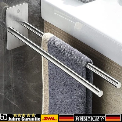 2-armig Edelstahl Handtuchhalter Ohne Bohren Bad Handtuchstange Wand Halter 39cm - Bild 1 von 4