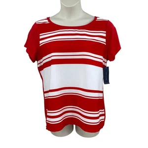 Tommy Hilfiger Mujer Tejido Top Rojo/Blanco Rayas Talla XL Manga Corta NUEVO - Imagen 1 de 16