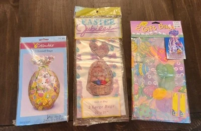 Lot Of 6 Easter Basket Gift Bag Wrap Cellophane Bags Easter Jubilee Unlimited  - Image 1 of 4