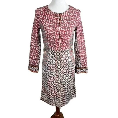 AnaMika Khanna Boho Patchwork Floral Tunic Dress Belted Long Sleeve India - Image 1 of 4