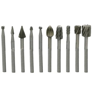 10 Pcs Wood Carving Knife Carbide Rotary Burr Set Engraving Drill Bits File - Picture 1 of 11