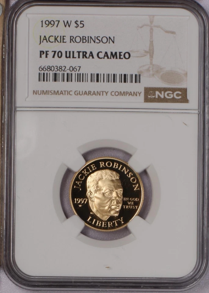 1997-W Gold Jackie Robinson $5 NGC PF70 Ultra Cameo - Image 1 of 2
