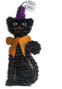 Porta finestra da parete nera Halloween gatto orpello interno esterno da appendere 17 x 8 x 1 - Foto 1 di 4