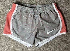 Nike Girls Dri-FIT Tempo Print Shorts With Briefs Gray Pink Size 4 XS - Picture 1 of 10