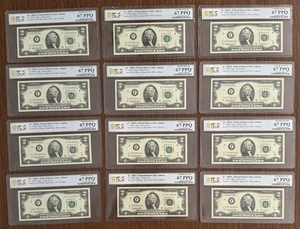 12 PIECE LOT $2 2003A FEDERAL RESERVE NOTES ATLANTA PCGS 67PPQ 1938-F CLOSE S/Ns - Picture 1 of 2