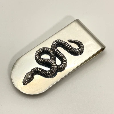 Gucci Money Clip Snake bill Silver 925 Made in Italy Auth 1227 - Image 1 of 4