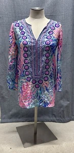 Lily Pulitzer Women's Long Sleeve Silk V Neck Top XXS - Picture 1 of 4