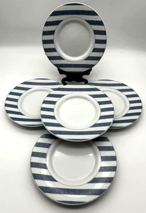 5 Christopher Stuart Capri Blue White Nautical Bread Appetizer Plate Saucers - Picture 1 of 5