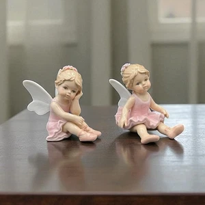 Ceramic Pink Fairy Ballerina Figurine Set Tutu Leotards Flower Headband Child - Picture 1 of 10