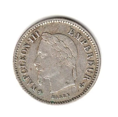 1867 BB FRANCE SILVER 20 CENTIMES - Image 1 of 2