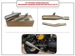 AEW EXHAUST SILENCER SILVER WITH MID PIPE & CAT FIT FOR ROYAL ENFIELD BEAR 650 - Imagen 1 de 11