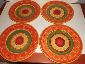 PIER 1 ETRUSCO ITALIEN HANDBEMALT 12" SPEISETELLER 4ER SET NEU - Bild 1 von 3
