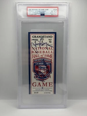 1997 Baseball HOF Game Ticket Dodgers/Padres  TONY GWYNN/CUNNANE Autos PSA/DNA 8 - Image 1 of 2