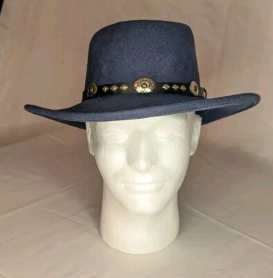 Chapéu Panamá Golden Hat Company Aztech azul mudo ocidental tamanho pequeno 100% lã - Imagem 1 de 4