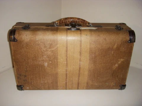 Vintage Eagle Lock Co Travel Steamer Trunk Suitcase Brown Metal Hinges 20X12X6.5 Cover