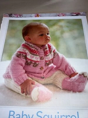 Baby Boy Girl Baby Squirrel Set Cardigan Trousers Socks 1m-4y Knitting Pattern - Image 1 of 4