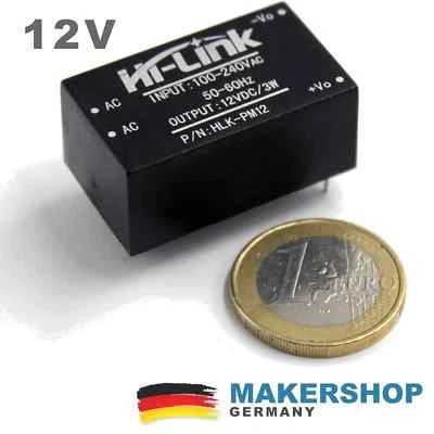 MAKERSHOP Mini Netzteil 12V Internet if Things IOT Einbau Unterputz 240 V 12 Volt