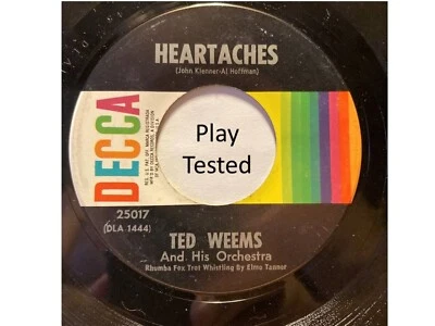 Ted Weems & Orchestra Heartaches,Oh Mona DECCA 25017 VG+ Record 7" 45 PET RESCUE - Bild 1 von 4
