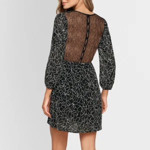 Y2K Forever 21 Black Mini Dress Size S Floral Lace Back Balloon Sleeves RRP $49 - Picture 1 of 13