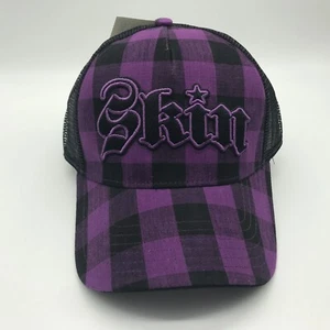 Skin Industries Women's Trucker Hat "Plaid" Color- Blk/Purple - Picture 1 of 6
