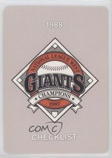 1988 Mother's Cookies San Francisco Giants Stadium Giveaway Checklist #28
