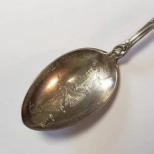 Sterling Silver Souvenir Spoon - 1904 St Louis Expo Hall Hand Engraved - FL0384 - Picture 1 of 7