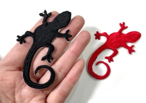 Salamander Bügelbild Patch, rot schwarz Stickerei Echse Aufnäher Abzeichen - Bild 1 von 5