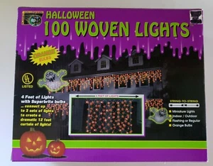 100 Halloween String Woven Lights indoor/outdoor Orange Bulbs Brand New - Picture 1 of 3