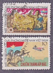 VIETNAM Vietcong 1963 Mi#04/05 used Pair, 3 th of the National Liberation Front. - Picture 1 of 1