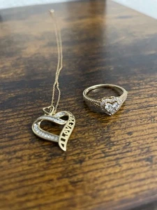Zales necklace and ring, 10k gold, 1.6 karat, real diamonds.  - Picture 1 of 1