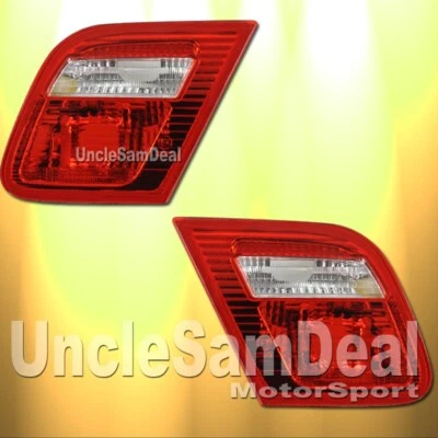 FOR 00-03 BMW 3-SERIES E46 2 DOOR COUPE ONLY RED CLEAR INNER TAIL TRUNK LIGHTS - Image 1 of 2