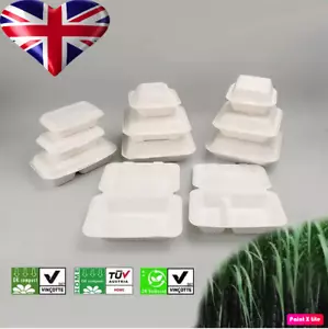 Contenitori per alimenti White Bagasse contenitori da asporto biodegradabili 100% compostabili - Foto 1 di 23