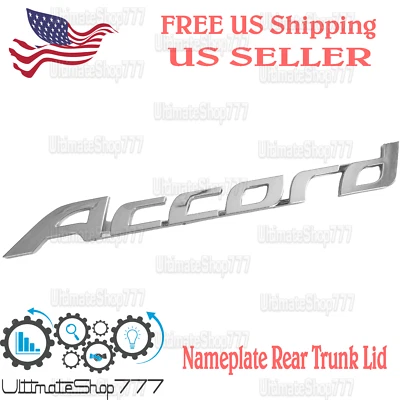 Rear Nameplate ACCORD  Silver Badge Sport Emblem for Trunk Lid Honda Accord - Image 1 of 3