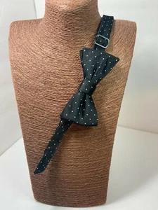 J. Ferrar Bow Tie Pre-tied Black w/White Polka Dot Adjustable New With Tags - Picture 1 of 3
