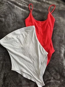 BUNDLE Forever21 Summer Bodysuits Size Medium Tank Top Strapless Red Grey - Picture 1 of 14