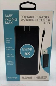 myCharge Amp Prong Max 20000mAh/12W Output Power Bank with Integrated Chargin... - Picture 1 of 8