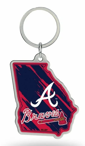 Atlanta Braves Keychain Home State Shape Premium Metal Decal Emblem Baseball Cover