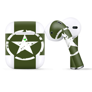 Skins Wraps compatible for Apple Airpods  Green Army Star Military