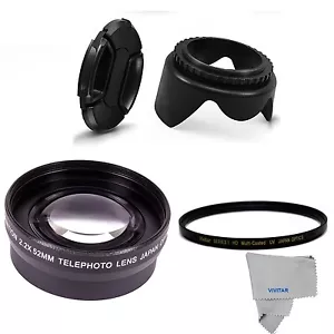 2.2x Telephoto LENS + UV FILTER +HOOD + CAP FOR D7100 D3200 D3300 D5100 D5300 - Picture 1 of 10