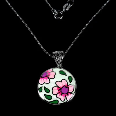 Collar de plata de ley 925 esmaltada de 18 pulgadas Foto 1 de 4