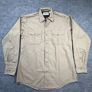 Flying Cross Men's Cross Fx Uniforms Shirts Silver TAN Full ZIP Medium 34/35 - Picture 1 of 10