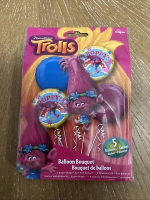 Trolls Feliz Cumpleaños Superforma Globo Ramo 5 Láminas DreamWorks Amapola Niños Foto 1 de 2
