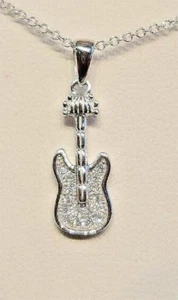 Nuovissimo ciondolo "CHITARRA" in argento sterling/diapositiva con catena - Foto 1 di 2