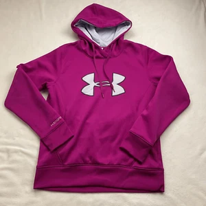 Under Armour Storm Hoodie Women's Medium Fuchsia Front Graphic Kangaroo Pockets - Picture 1 of 10