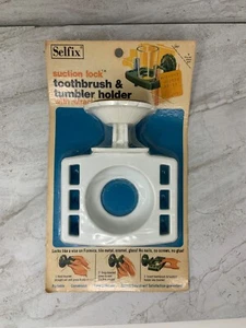 Vintage Selfix Zahnbürste & Tassenhalter 6 Löcher weiß Kunststoffabsaugung 1971 - Bild 1 von 4
