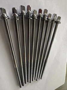10 Trommel Spannstäbe 4 1/2 Zoll (115 mm) Chrom mit festen Unterlegscheiben Gewindedurchmesser 7/32 Zoll - Bild 1 von 3