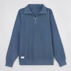 Les Basics marineblau viertel Reißverschluss Baumwolle Schlaufe Rücken Fleece Sweatshirt neu mit Etikett UVP £ 130 M